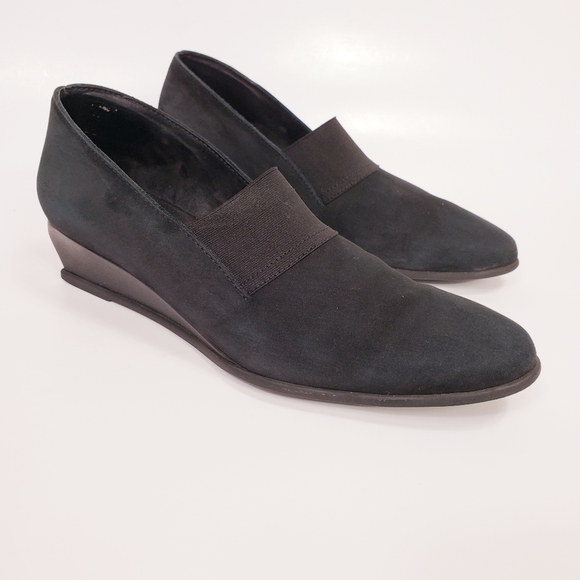 Arche Emyone Wedge Noir Black Nubuck Leather Shoes